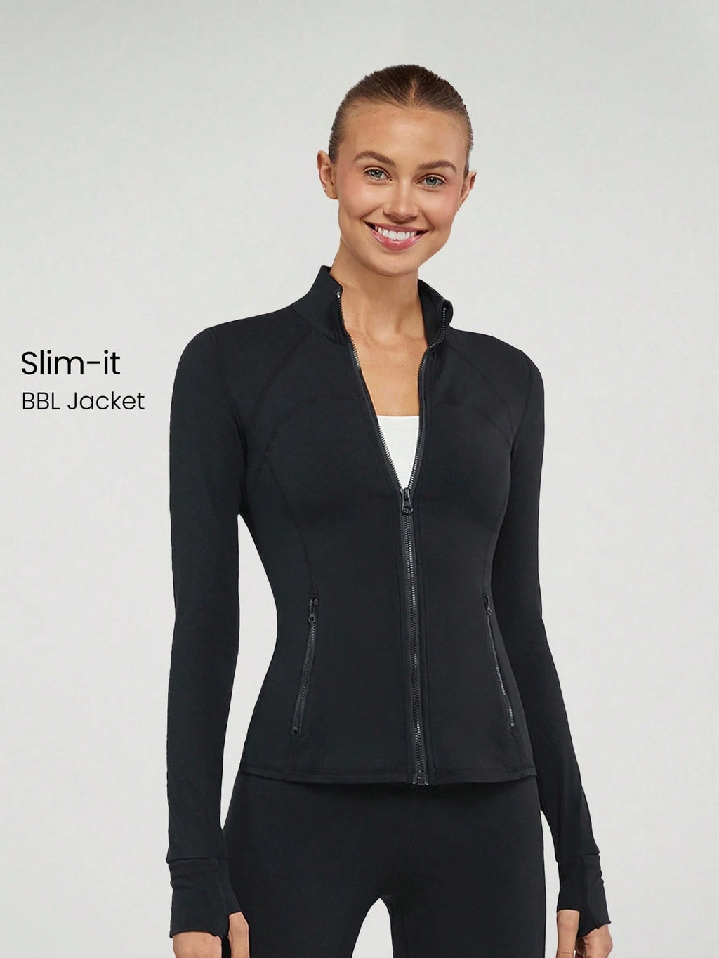 GLOWMODE Featherfittm Slim-It Streamline Performance Secure Pockets Zip up Long Sleeve Jacket Low Impact Yoga Daily Fall