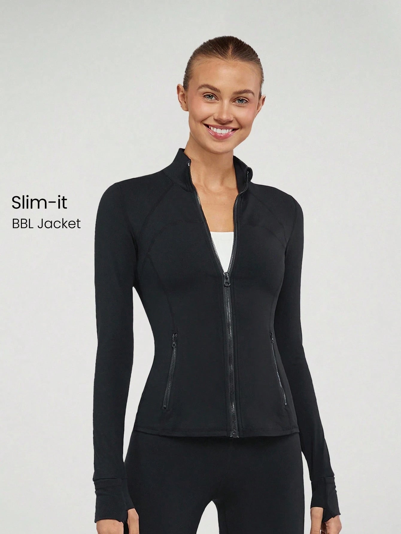GLOWMODE Featherfittm Slim-It Streamline Performance Secure Pockets Zip up Long Sleeve Jacket Low Impact Yoga Daily Fall