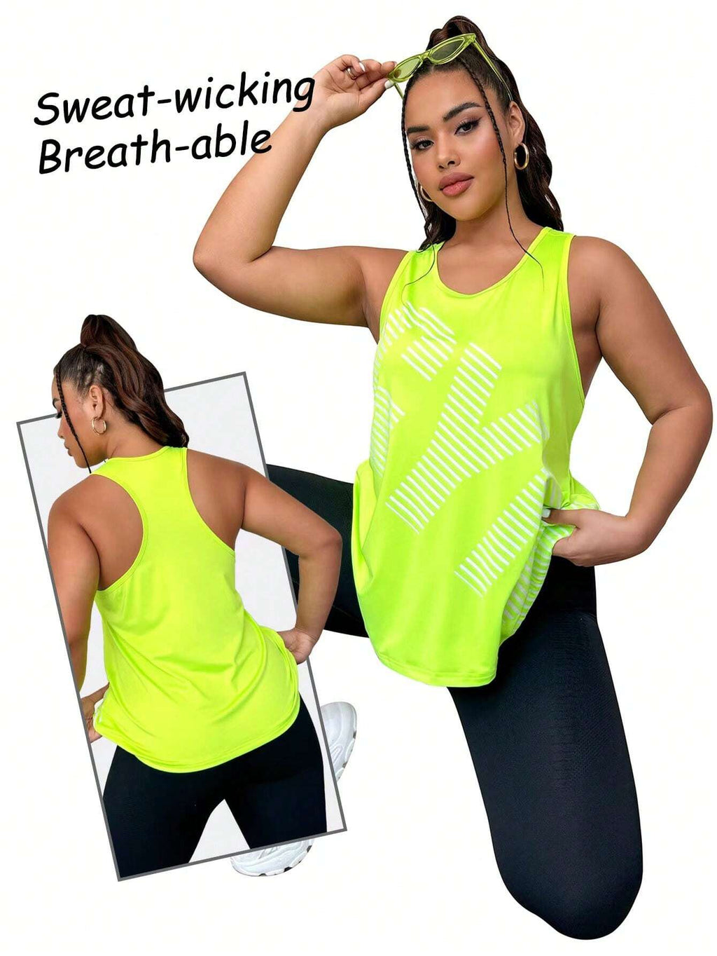 Plus Size Letter Print Athletic Tank Top