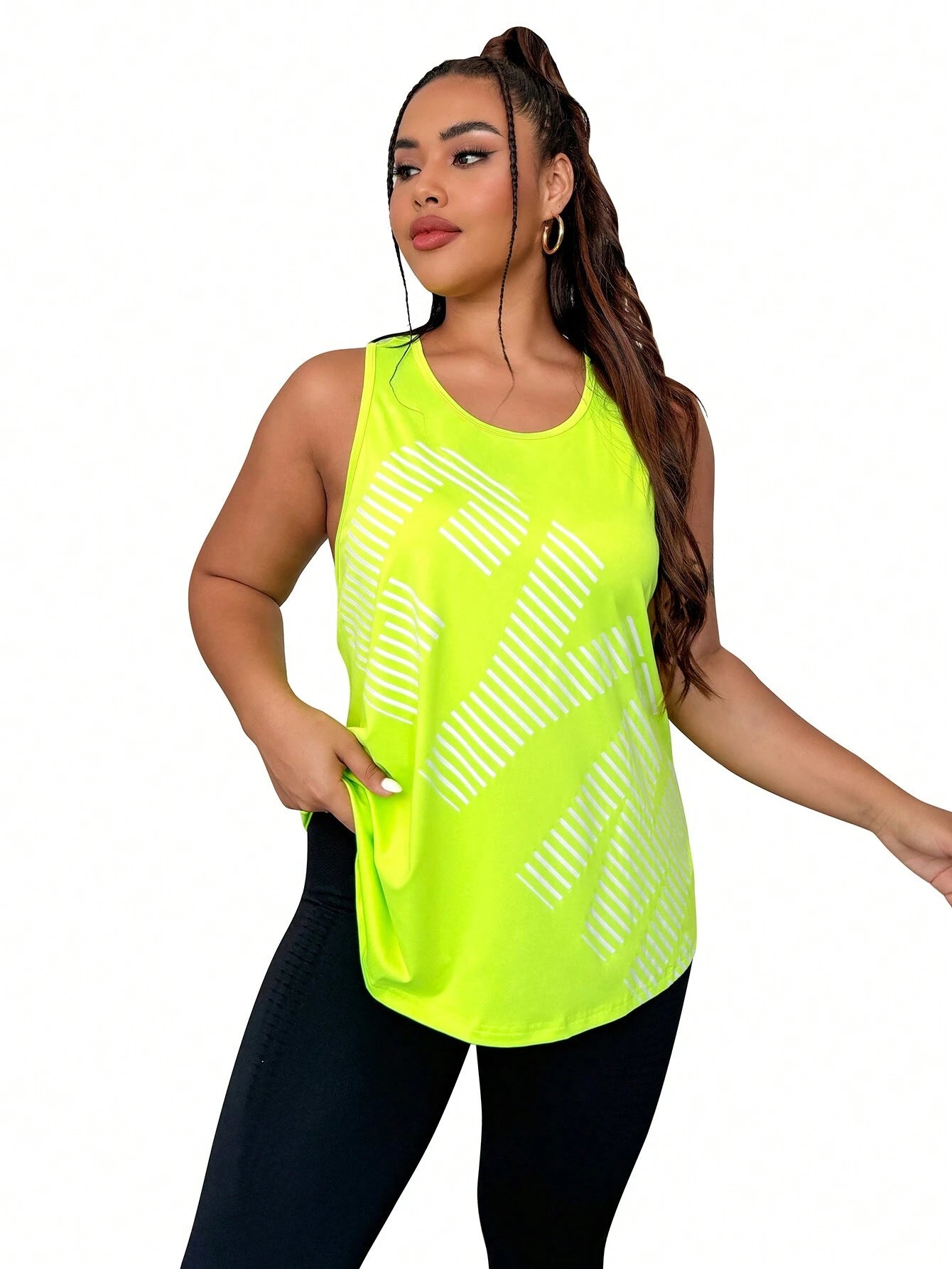 Plus Size Letter Print Athletic Tank Top