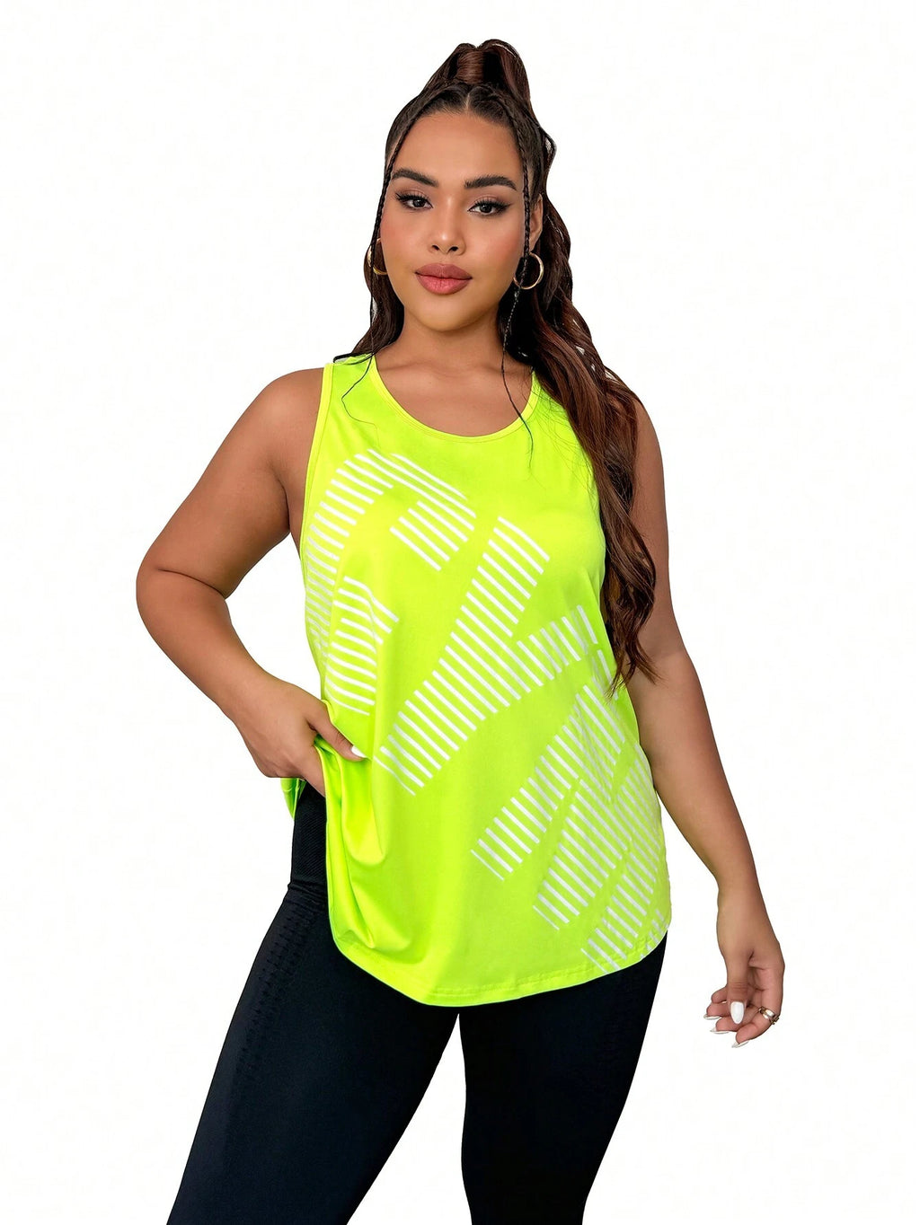 Plus Size Letter Print Athletic Tank Top