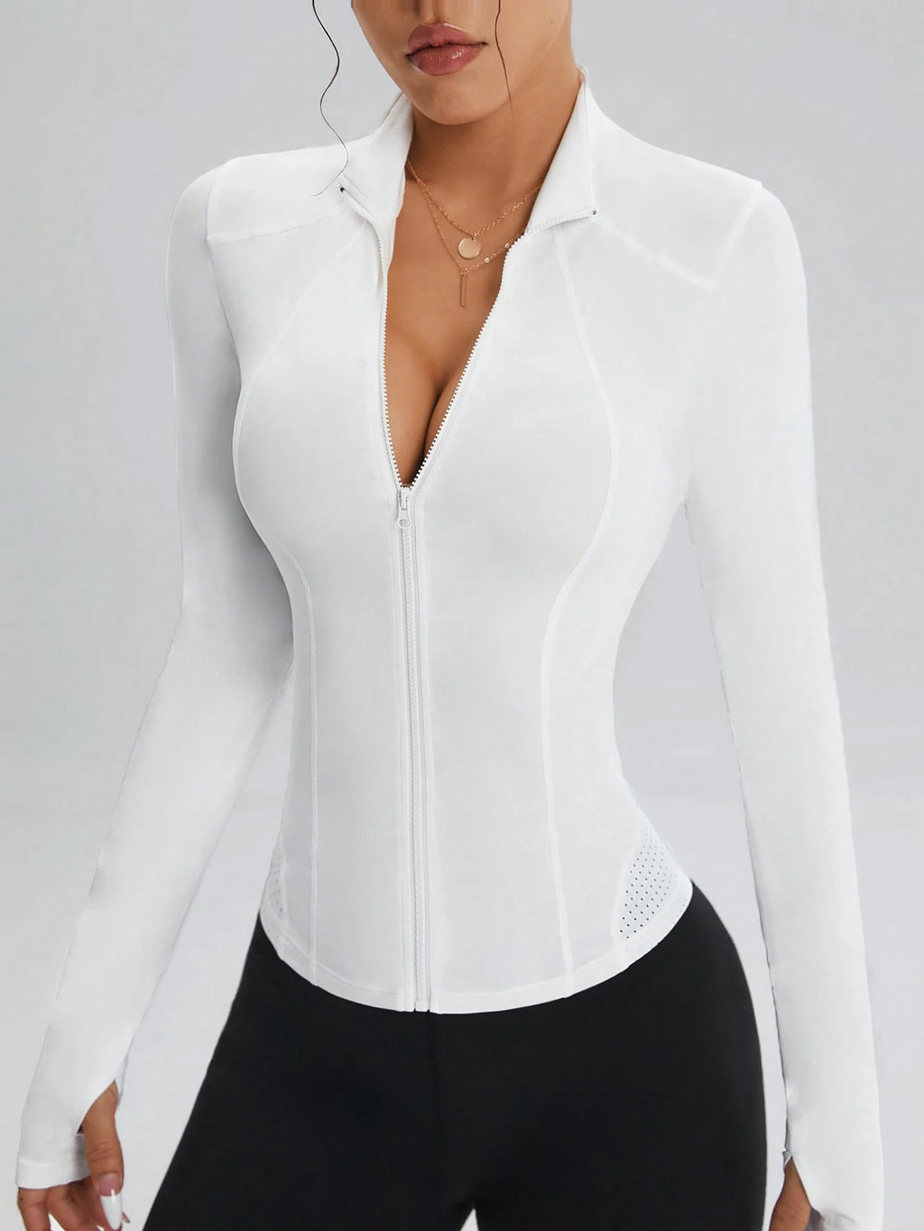 Easithlete Zip-Up Sporty Jacket, Plain Color Minimalist Casual Everyday Wear