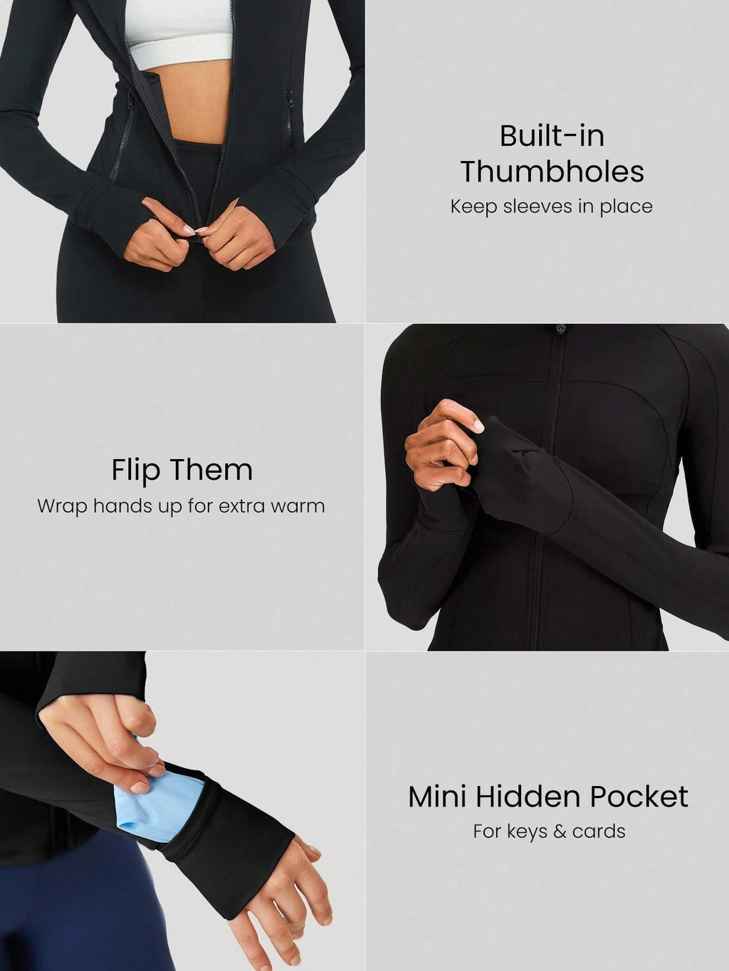 GLOWMODE Featherfittm Slim-It Streamline Performance Secure Pockets Zip up Long Sleeve Jacket Low Impact Yoga Daily Fall