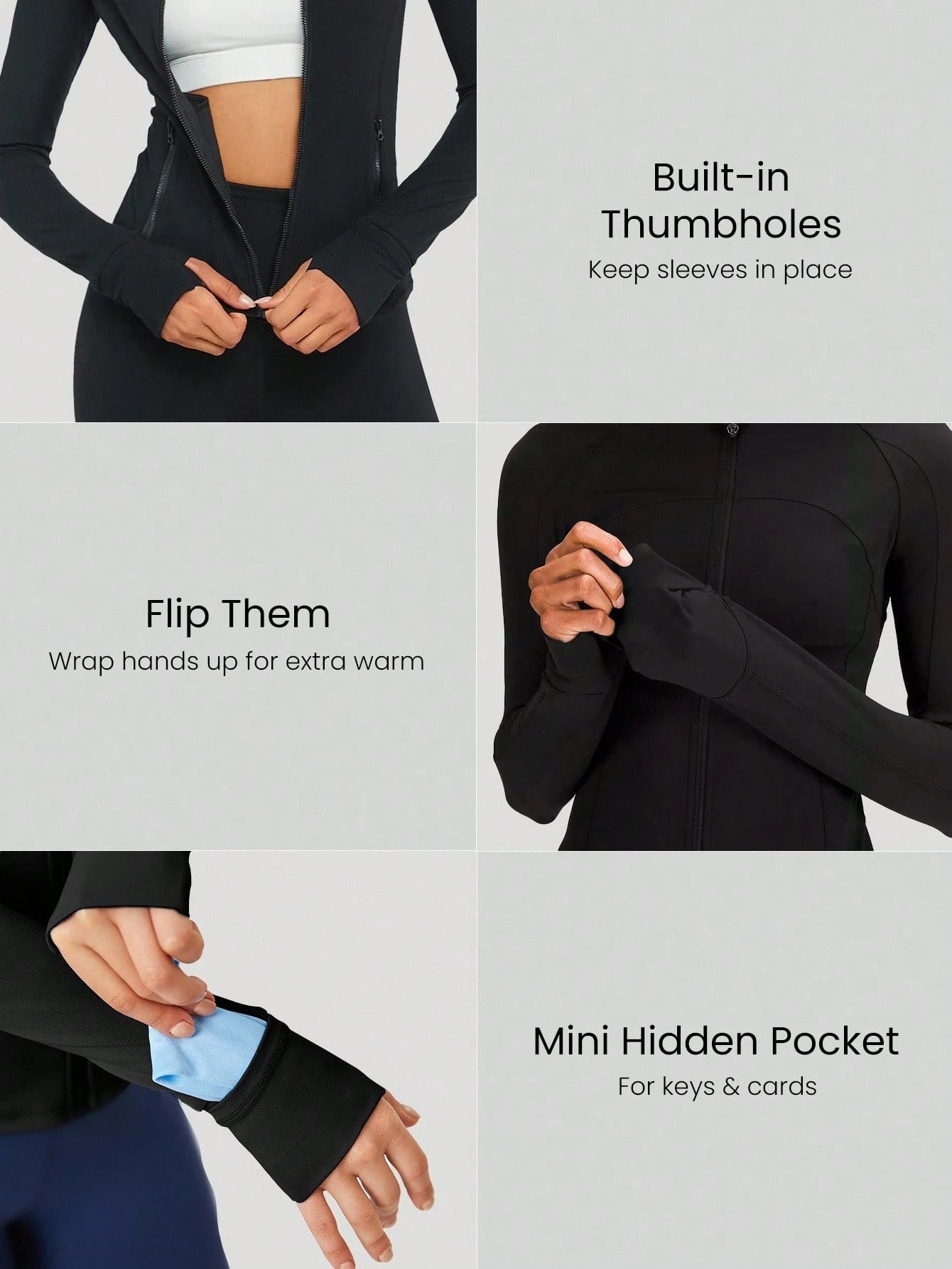 GLOWMODE Featherfittm Slim-It Streamline Performance Secure Pockets Zip up Long Sleeve Jacket Low Impact Yoga Daily Fall