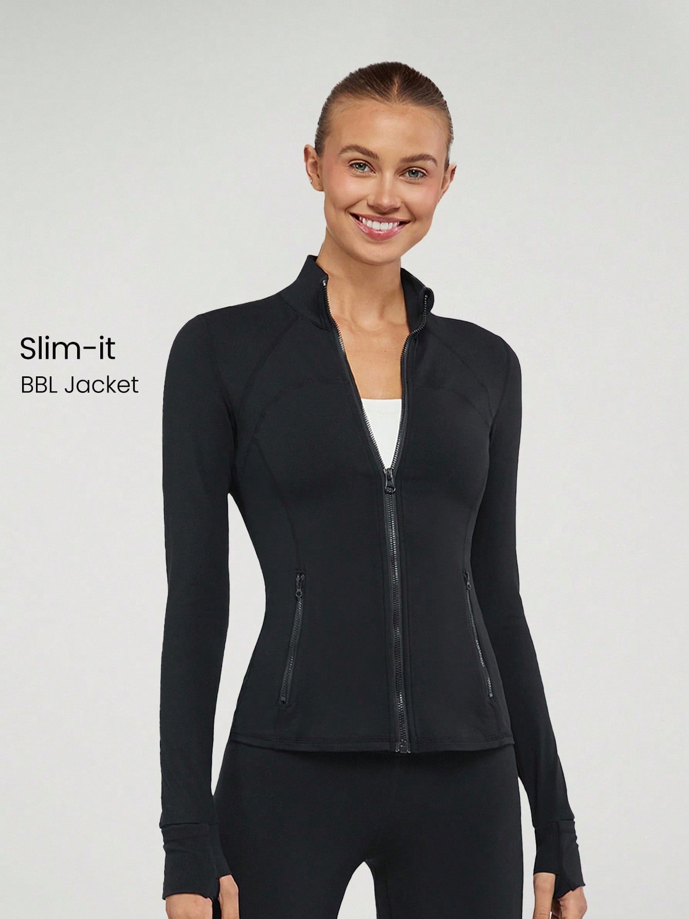 GLOWMODE Featherfittm Slim-It Streamline Performance Secure Pockets Zip up Long Sleeve Jacket Low Impact Yoga Daily Fall