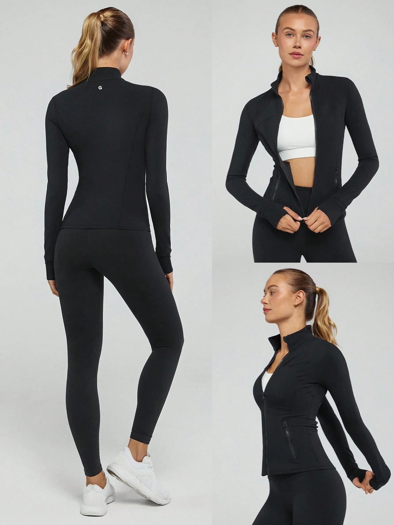 GLOWMODE Featherfittm Slim-It Streamline Performance Secure Pockets Zip up Long Sleeve Jacket Low Impact Yoga Daily Fall